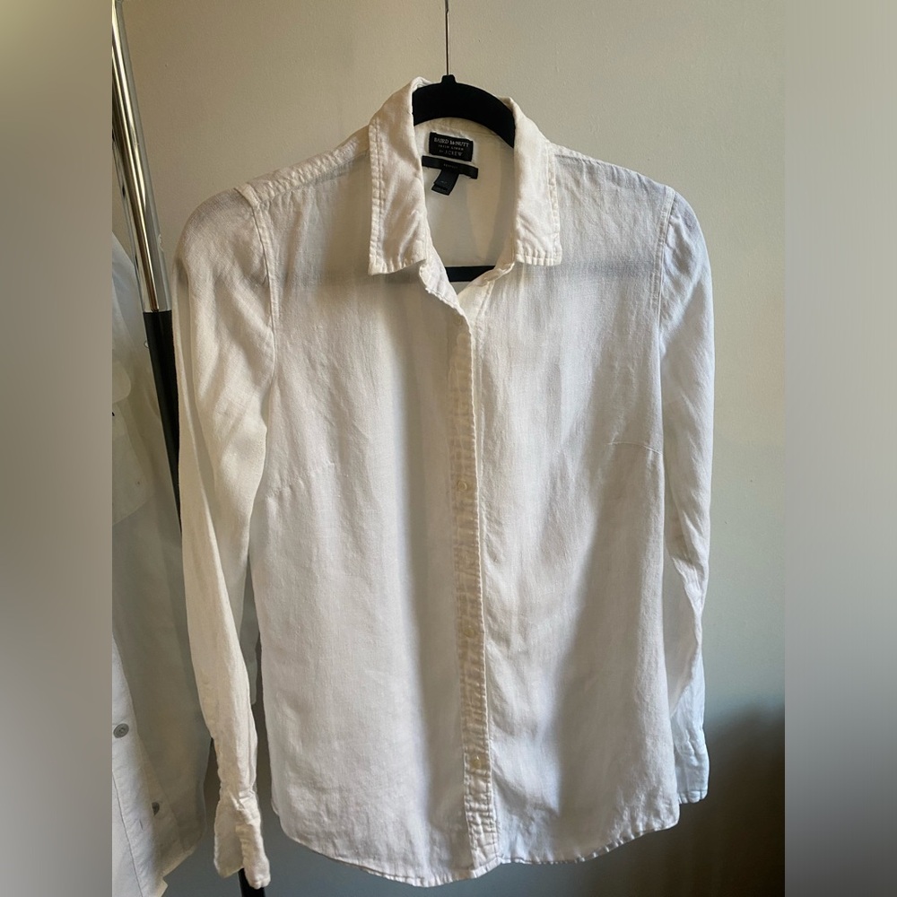 White Irish Linen Button Up from J Crew collab w Baird McNutt